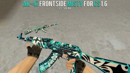 Модель HD AK-47 «Frontside Misty» с анимацией осмотра для CS 1.6