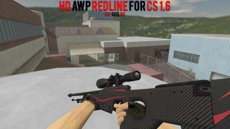 Модель HD AWP «Красная линия» с анимацией осмотра для CS 1.6
