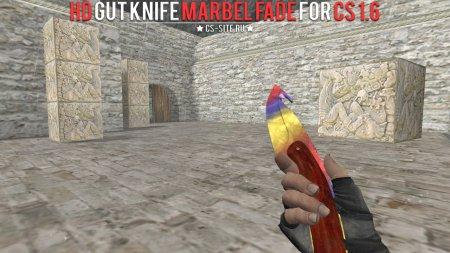 Модель ножа HD «Gut Knife | Marbel Fade» с анимацией осмотра для CS 1.6