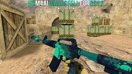 Модель HD M4A1-S «Icarus Fell» с анимацией осмотра для CS 1.6