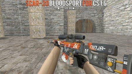 Модель SCAR-20 «Bloodsport» с анимацией осмотра для CS 1.6