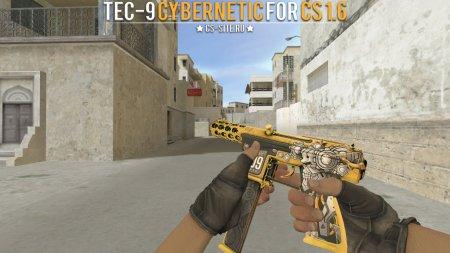 Модель Tec-9 «Cybernetik» с анимацией осмотра для CS 1.6