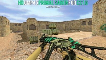 Модель HD UMP45 «Primal Saber» с анимацией осмотра для CS 1.6