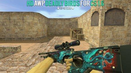 Модель HD AWP «Deadly Birds» с анимацией осмотра для CS 1.6
