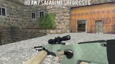 Модель HD AWP «Safari Mesh» с анимацией осмотра для CS 1.6