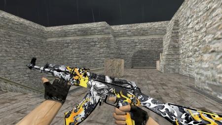Модель HD AK-47 «Firewalker» с анимацией осмотра для CS 1.6