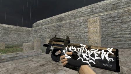 Модель HD P90 «Wasteland Rebel» с анимацией осмотра для CS 1.6