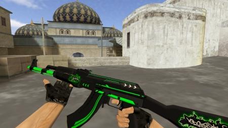 Модель HD AK-47 «Green Line» с анимацией осмотра для CS 1.6