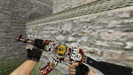 Модель HD AK-47 «Demolition v2» с анимацией осмотра для CS 1.6