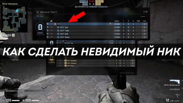 Как сделать невидимый ник в CS:GO